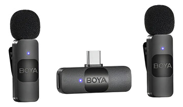 Sistema de micrófono inalámbrico Boya BY-v2 para iOS 2.4G con solapa, negro