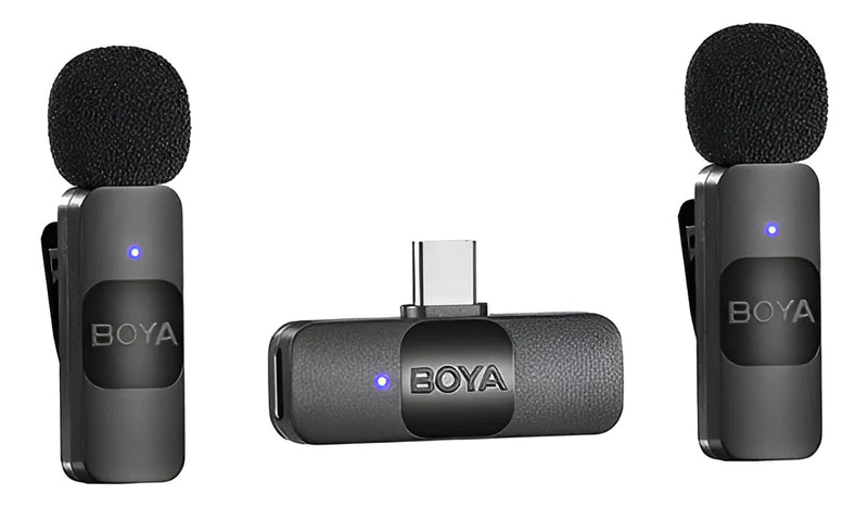 Sistema de micrófono inalámbrico Boya BY-v2 para iOS 2.4G con solapa, negro