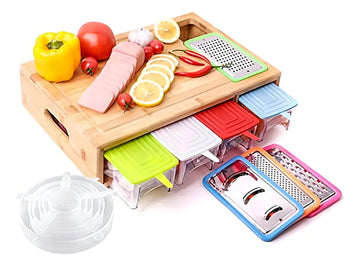 Tablas De Cortar Para Cocina Tabla De Bambú Con 4 Contenedor