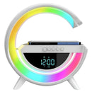 Parlante G Bluetooth Lámpara Rgb Carga Inalámbrica, Reloj Blanco