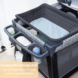 Cuna Plegable 5 En 1 Para Bebé Con Cambiador Y Moisés