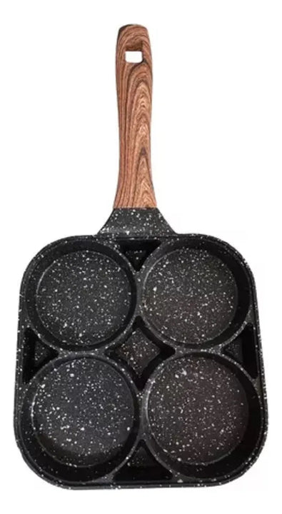 Sarten 4 Compartimientos Cacerola Antiadherente Huevos Arepa Negro