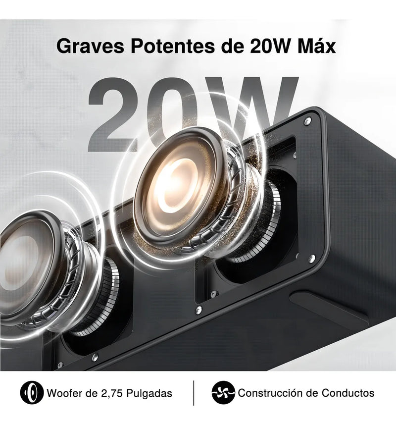 Parlante Bluetooth 1HORA 20w Bocina con Bajos Profundos, Altavoz Inalámbrico con Tubo Guía DSP USB TF AUX Sonido Estéreo para Fiestas