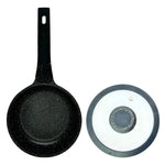 Sartén Antiadherente En Mármol Tapa De Vidrio 18cm Renahouse Color Negro