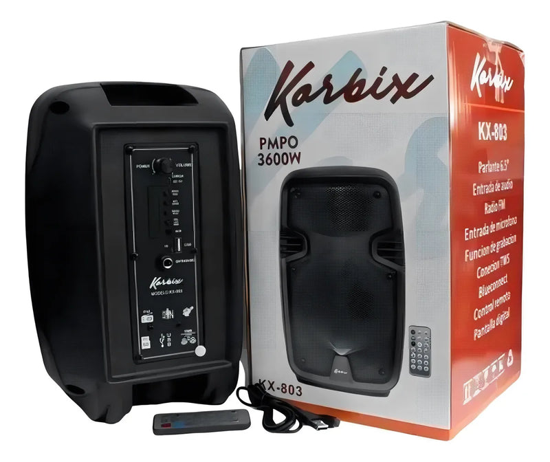 Parlante Korbix Kx 802 portátil con bluetooth negra