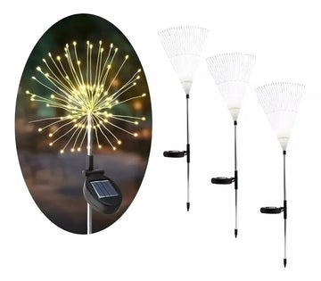 Luz Solar Navidad 3 Unidades Amarillo Hadas Fuego Artificial
