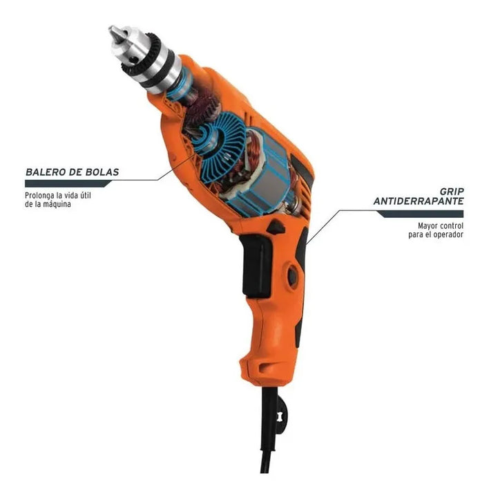 Taladro Profesional 3/8'' 400 W 3000 Rpm Truper 16708 Color Naranja Frecuencia 60