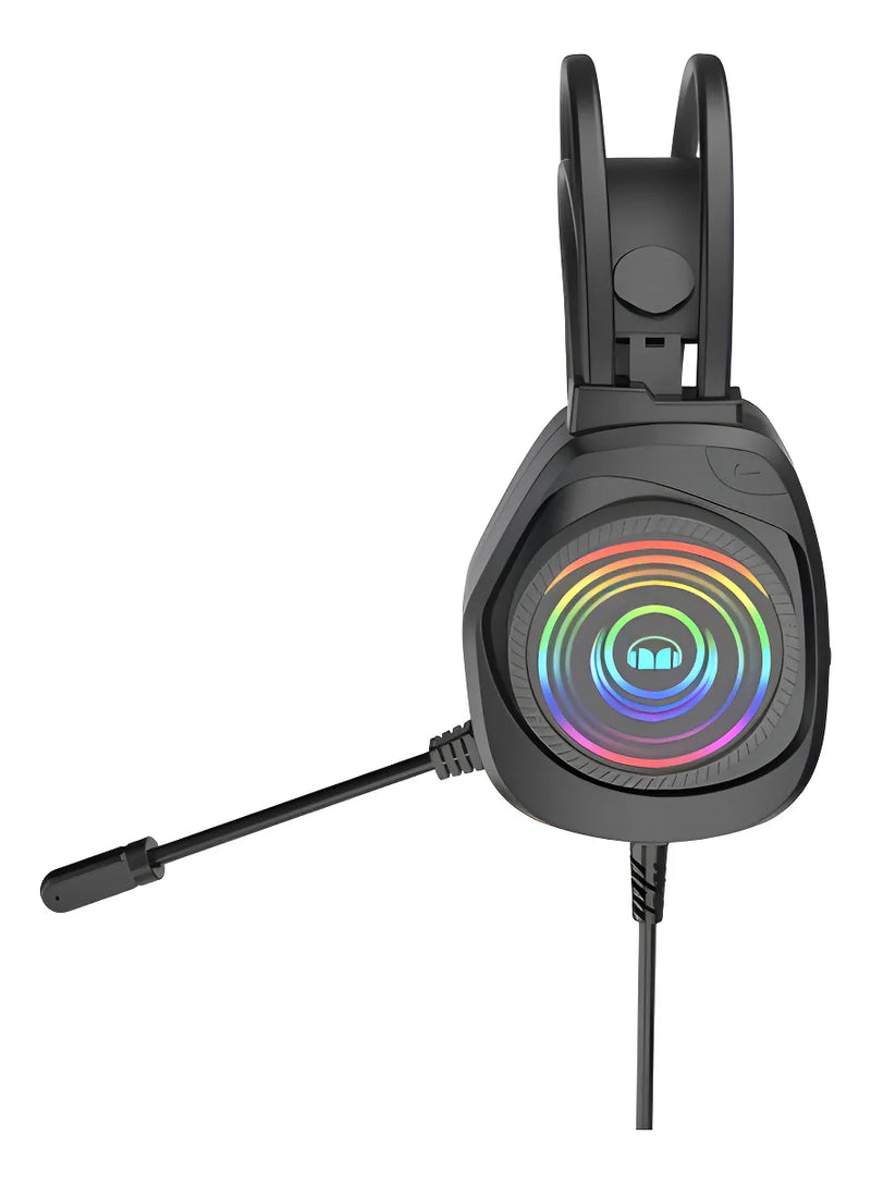 Audifonos Monster Gamer Diadema Auriculares Rgb N5-3.5 Color Negro