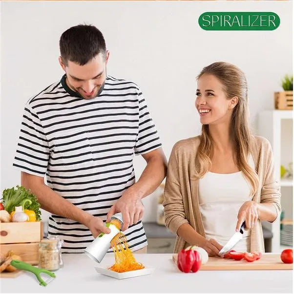 Cortador Verduras Vegetales Espiral 3 En 1 Acero Inoxidable