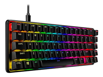 Teclado HyperX Alloy QWERTY HyperX Linear Red inglés US color negro con luz RGB
