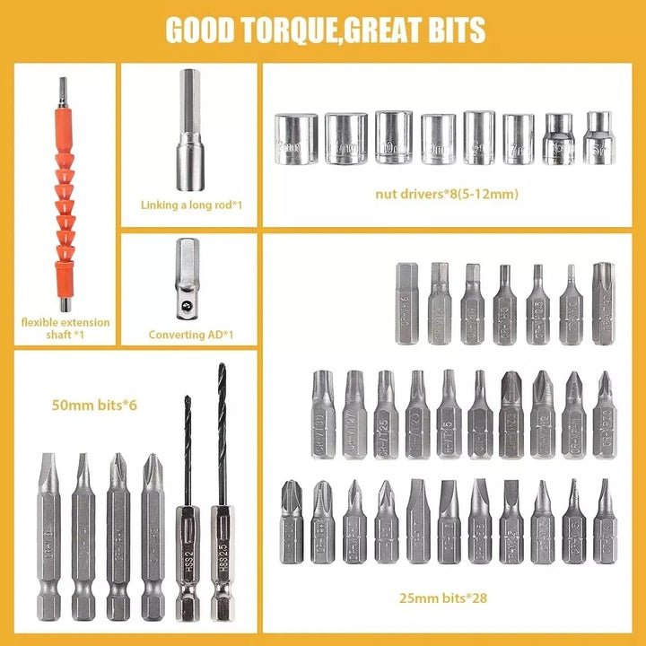 Destornillador Atornillador Eléctrico 48 Piezas Minitaladro - Negro