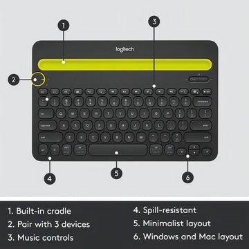 Teclado Logitech QWERTY inglés US color negro