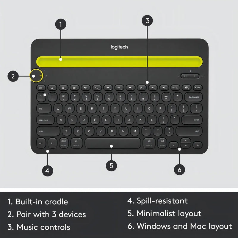 Teclado Logitech QWERTY inglés US color negro