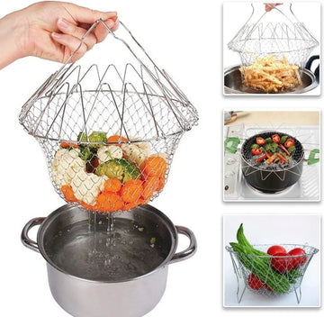 Escurridor De Cocina Plegable Para Fritos Multiusos En Acero