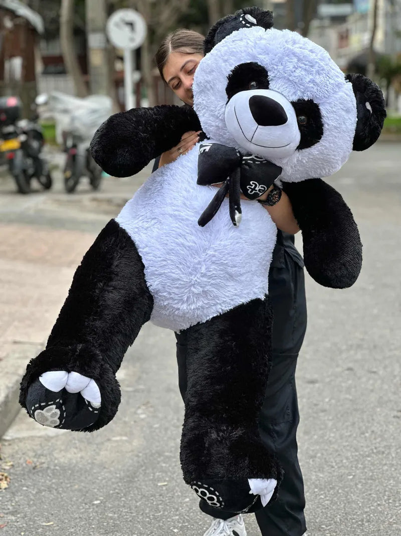 Oso De Peluche Gigante Metro Sesenta 160 + Moño + 3 Globos Negro