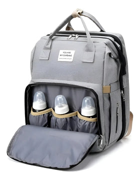 Mochila Pañalera Cuna Impermeable Multifunción Bebé Viaje Color Negro