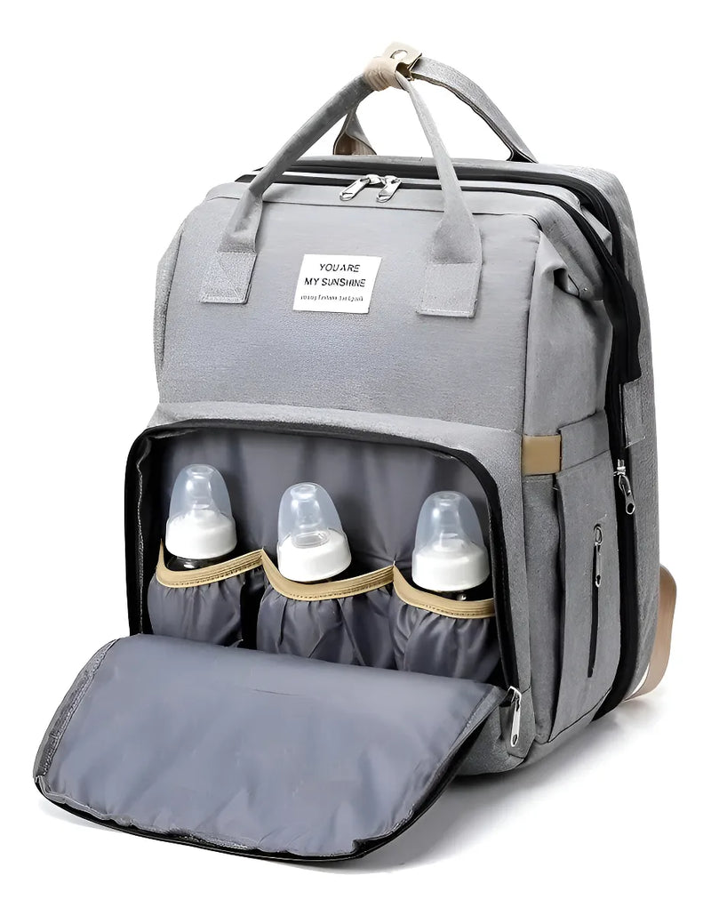 Mochila Pañalera Cuna Impermeable Multifunción Bebé Viaje Color Negro