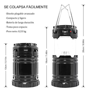 Lampara, linterna Solar, recargable Para Camping y5700