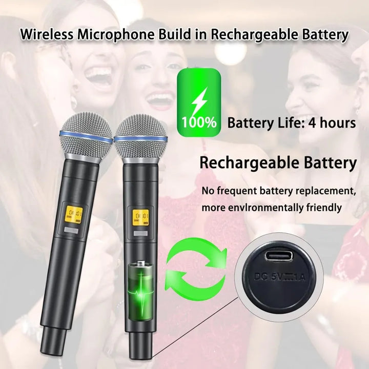 Altavoz Inalámbrico Karaoke Con Tarjeta De Sonido Microfono Negro