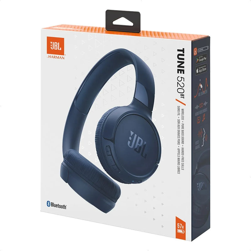 Jbl Tune 520bt, Diadema Manos Libres Bluetooth Pure Bass, Bl Azul