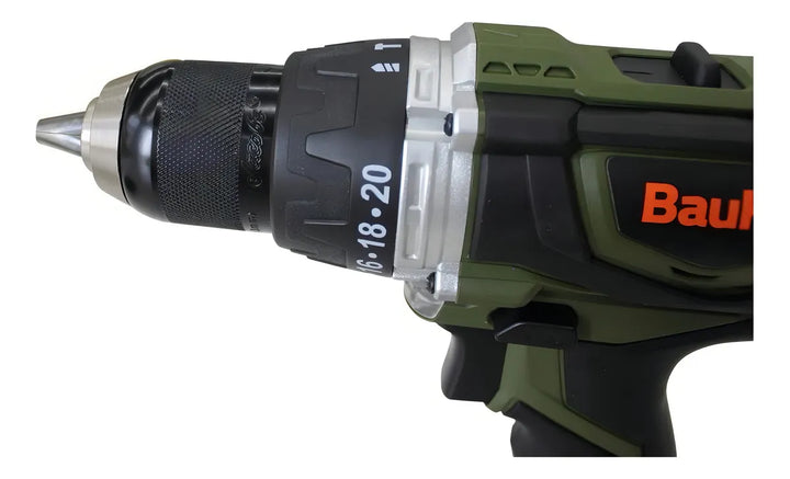 Taladro percutor atornillador inalámbrico de 13mm Bauker CD180JN-2P 18V + accesorios