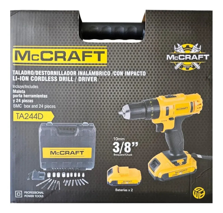 Taladro Atornillador Percutor Inalámbrico 24v Voltios 3/8'' Amarillo 50/60