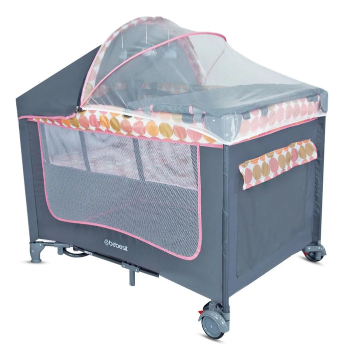 Cuna Corral Bebé Con Mecedora + Cambiador Magic Bebesit Con Ruedas