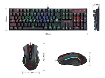 Combo Gamer Redragon K551rgb, Teclado Mecánico + Mouse M607 Negro Negro