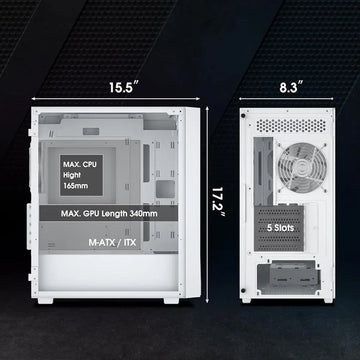 Vetroo M05 Micro Atx Caja De Pc Para Computadora Con Puerta White