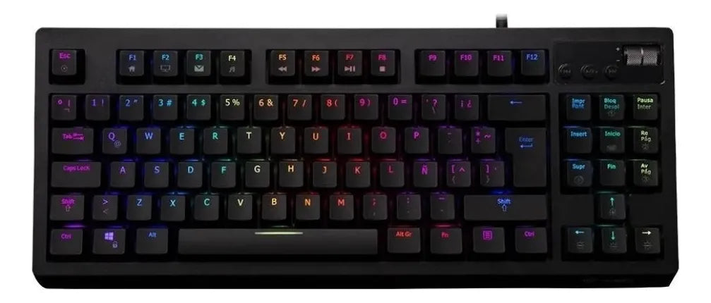 Teclado VSG QWERTY Outemu Red español latinoamérica color negro con luz RGB