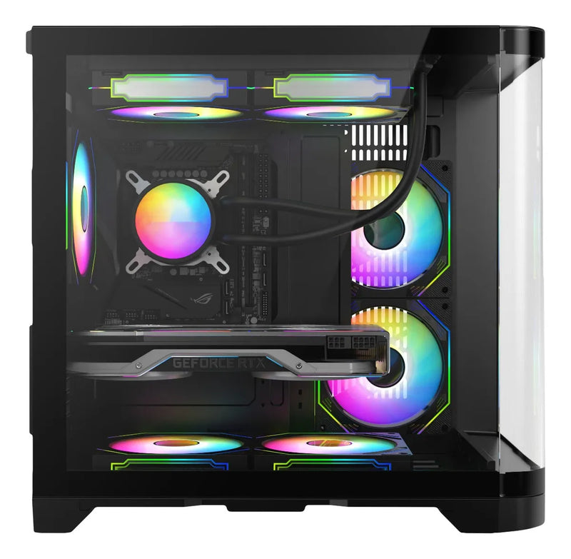 Gabinete Gamer Iceberg Crystal Wave M Negra Argb 3 Fans Negro