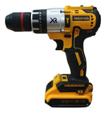 Taladro Inalámbrico 21v Atornillador Percutor 2 Baterias Amarillo 50/60