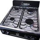 Estufa De Sobremesa 4 Puestos Omega Quemador Pesado Aluminio Color Negro