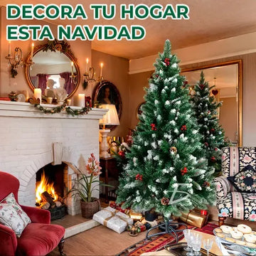 Árbol Navidad Pino Artificial Navideño Piñas Escarcha 2.1m Color Verde