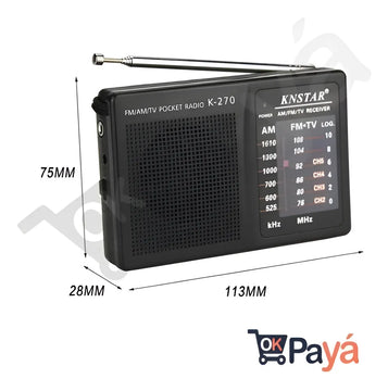 Radio Portatil Mini Am Fm Parlante Auriculares A Pilas Color Negro