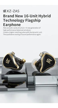 Audifonos Kz Zas Metal Alta Fidelidad sin microfono Cable De Lujo Color Negro
