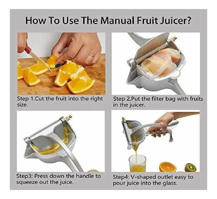 Exprimidor Extractor De Jugos De Naranjas Y Frutas Manual Plateado