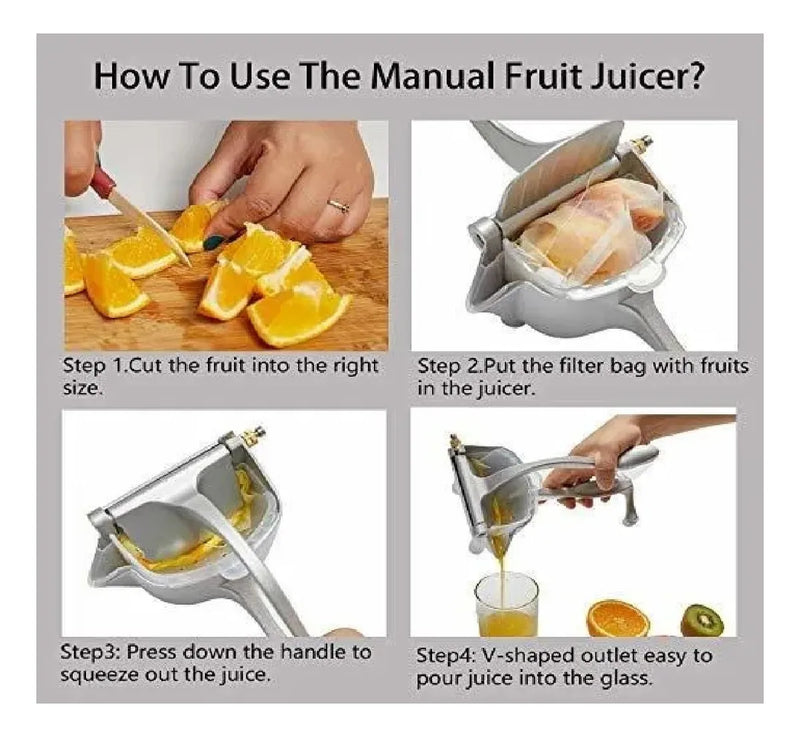Exprimidor Extractor De Jugos De Naranjas Y Frutas Manual Plateado