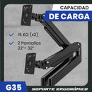 Soporte Brazo Monitor Para 2 Pantallas Lcd Led Escritorio Gris Oscuro