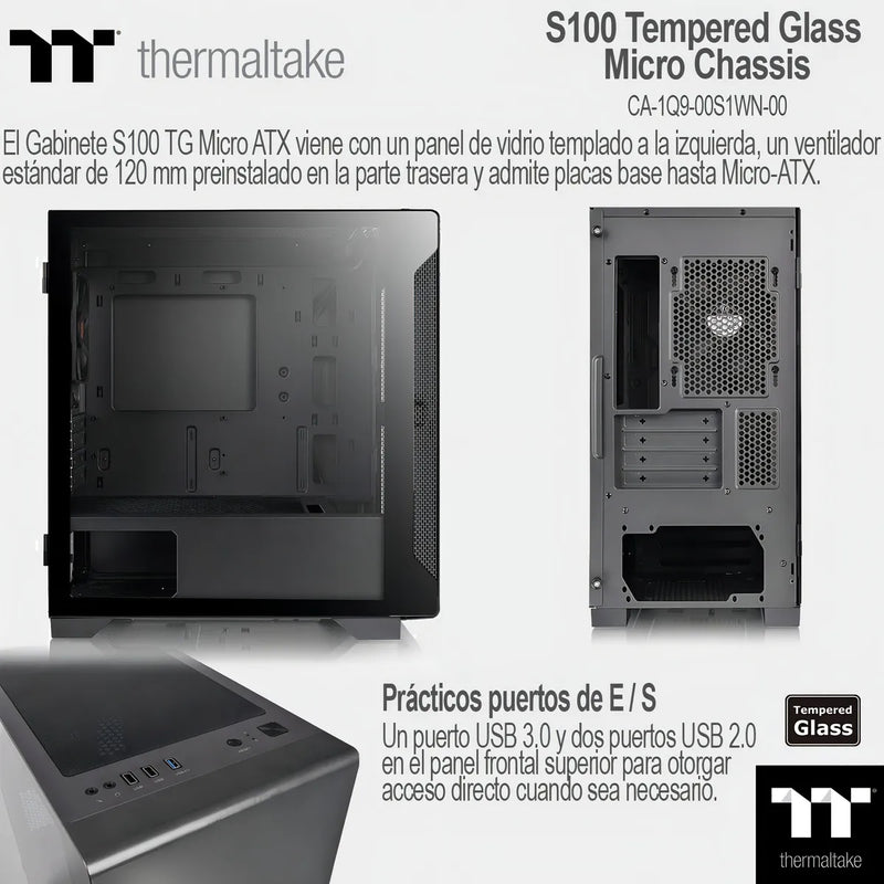 Gabinete para computadora de escritorio Thermaltake S100 CA-1Q9-00S1WN-00 CA-1Q9-00S1WN-00 negro