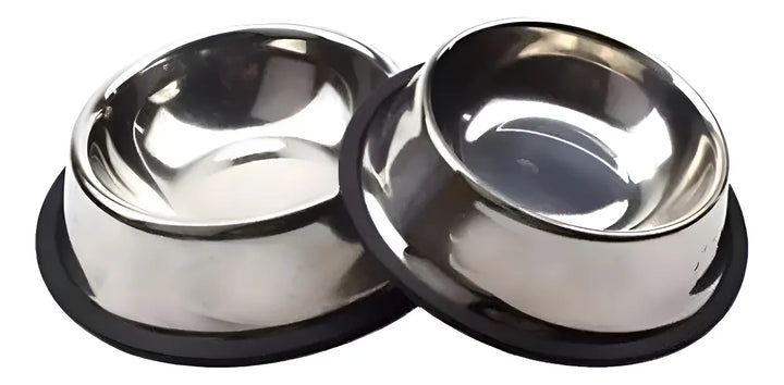 Plato Comedor Bebedero Metálico 18 Cm Perros O Gatos Plateado