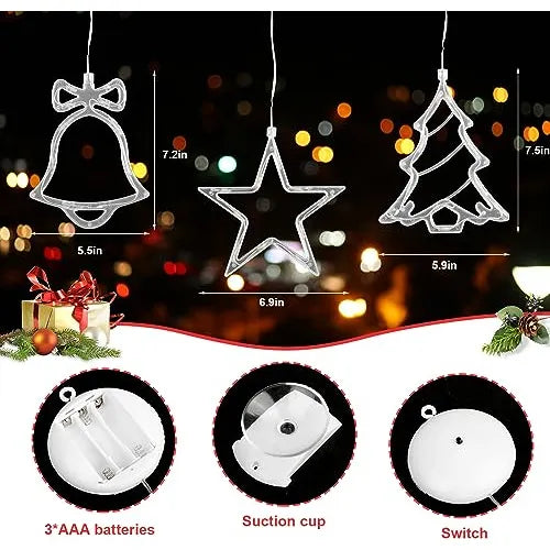 Steford Luces Navideñas Para Ventanas, 3 Piezas De Luces Led