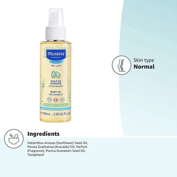 Mustela Aceite Hidratante Para Masajes Para Bebés, Con Ace.