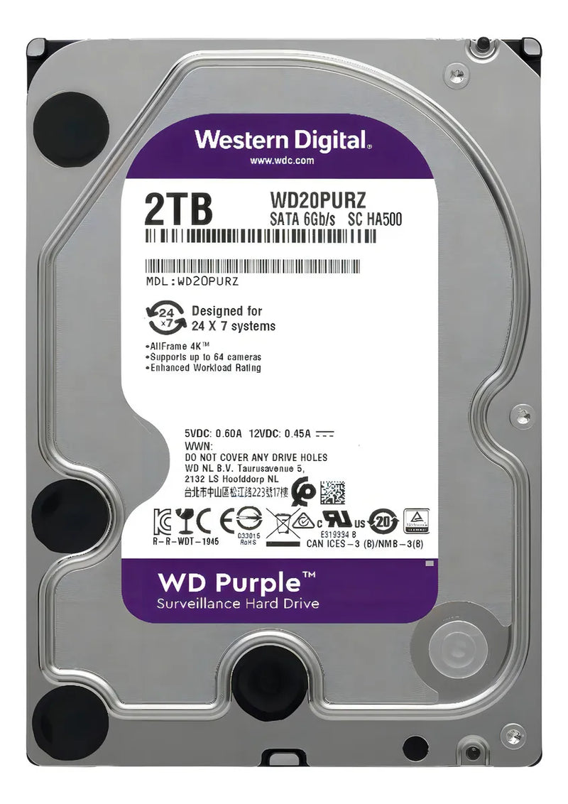 Disco duro interno Western Digital WD Purple WD20PURZ 2TB púrpura