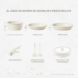 Juego De Ollas, Sartenes Antiadherentes, Cerámica No Tóxicos Crema