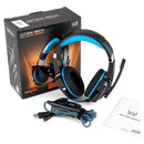 Audífonos gamer Kotion Each G9000 black y blue con luz azul LED