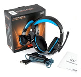 Audífonos gamer Kotion Each G9000 black y blue con luz azul LED