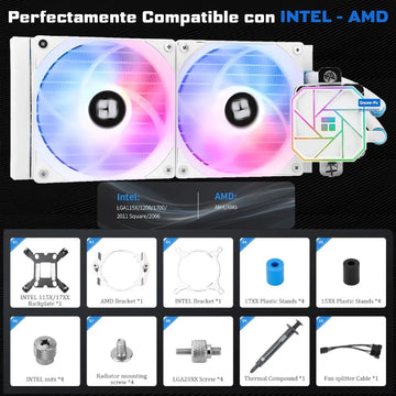Enfriamiento Liquido Pc Cpu Ta 240 Argb Lga 1700 Am5 Blanco