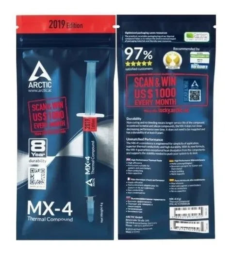 Pasta Termica Arctic Mx-4 4g 2019 Sellada + Alcoh Isop 120ml