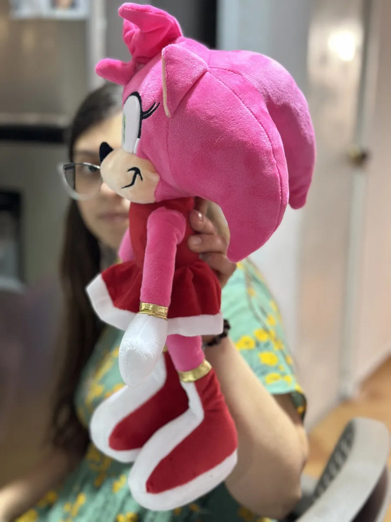 Amy Rose Sonic Rosa 45cm + Obsequios Globos Y Moño Rosa Chicle